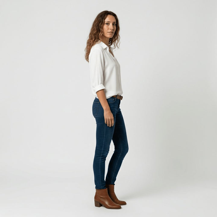 Damen Langarm-Bluse mit Hemdkragen und Knopfleiste in Relaxed Fit