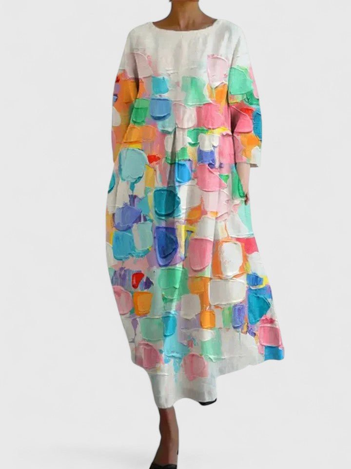 Damen Langarm Midi-Kleid mit Schildkröten-Print - Flower 2