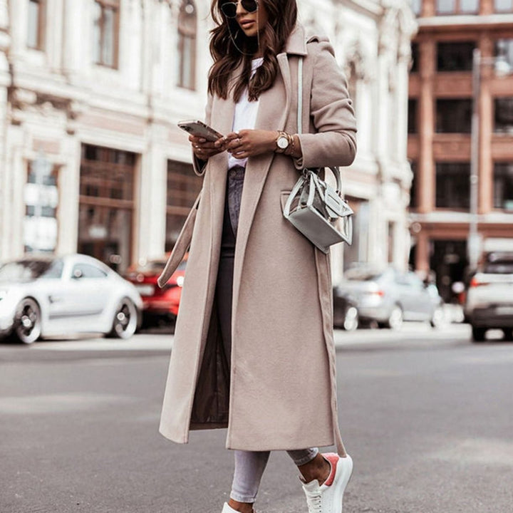 Damen Langer Gürtel-Mantel im lässigen Streetstyle - Aprikose