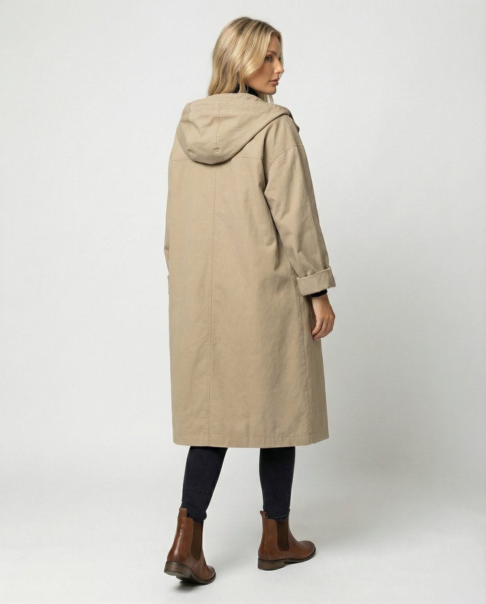 Damen Langer Wasserabweisender Windproof Trench Coat mit Kapuze