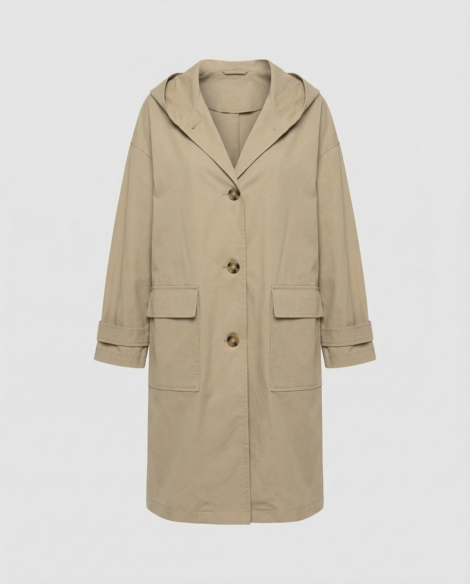Damen Langer Wasserabweisender Windproof Trench Coat mit Kapuze