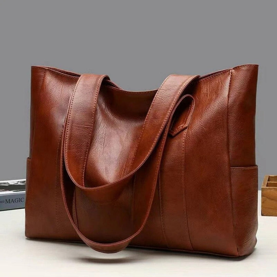 Damen Leder Tote Bag Große Kapazität Vintage Schultertasche - Braun