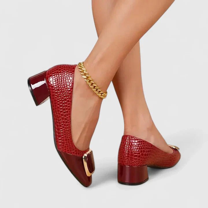 Damen Loafer Bequem Klassisch Block Absatz - Bordeaux