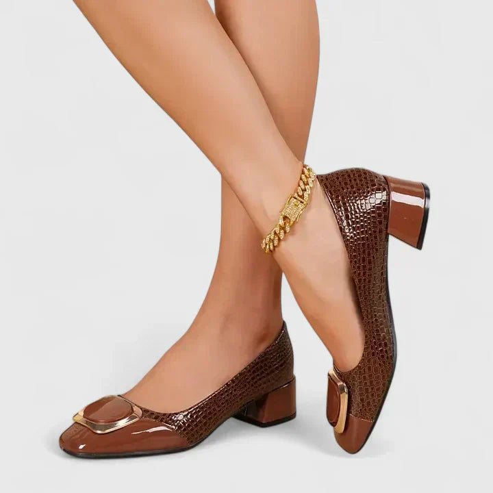 Damen Loafer Bequem Klassisch Block Absatz