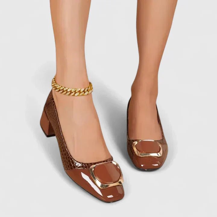 Damen Loafer Bequem Klassisch Block Absatz
