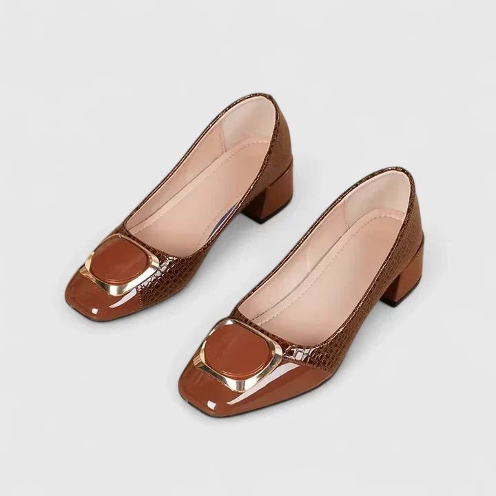 Damen Loafer Bequem Klassisch Block Absatz