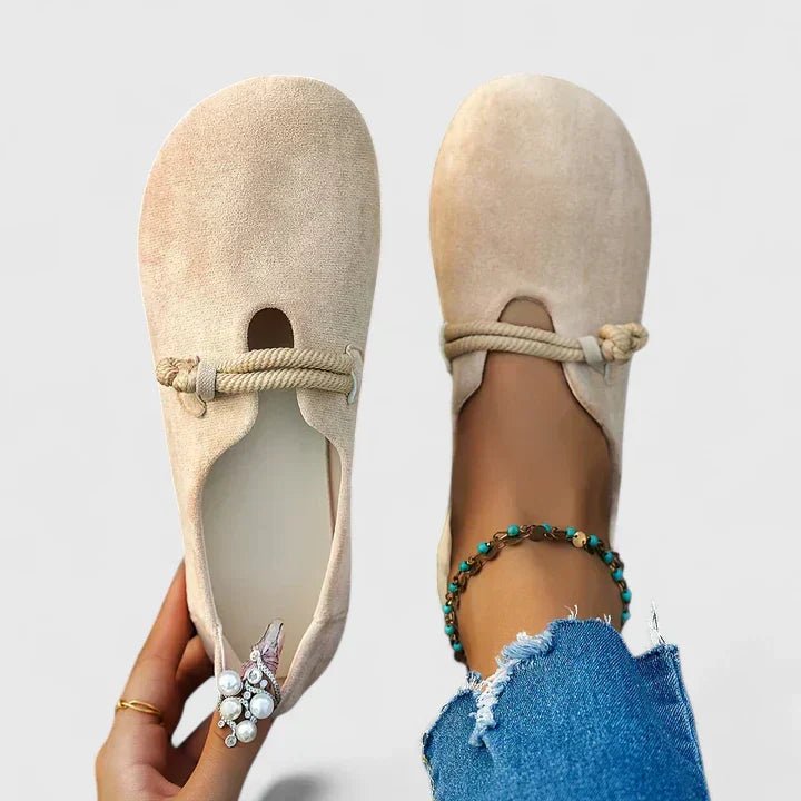 Damen Loafer Slip-On Seildetail Flach Runde Spitze - Beige