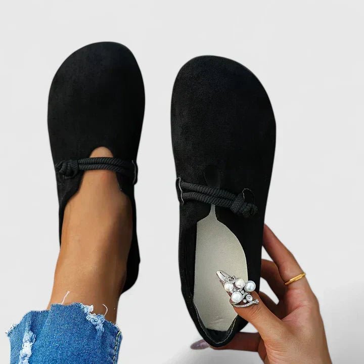 Damen Loafer Slip-On Seildetail Flach Runde Spitze - Black