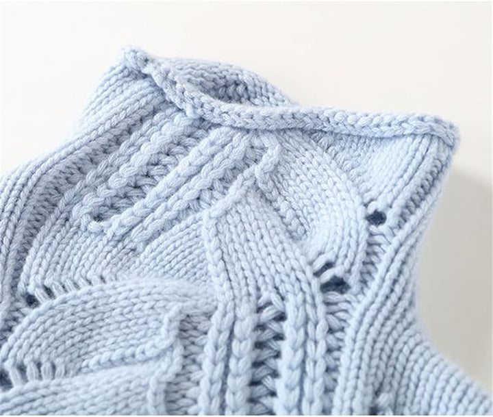 Damen Lockerer Zopfmuster Stehkragen Knit Sweater