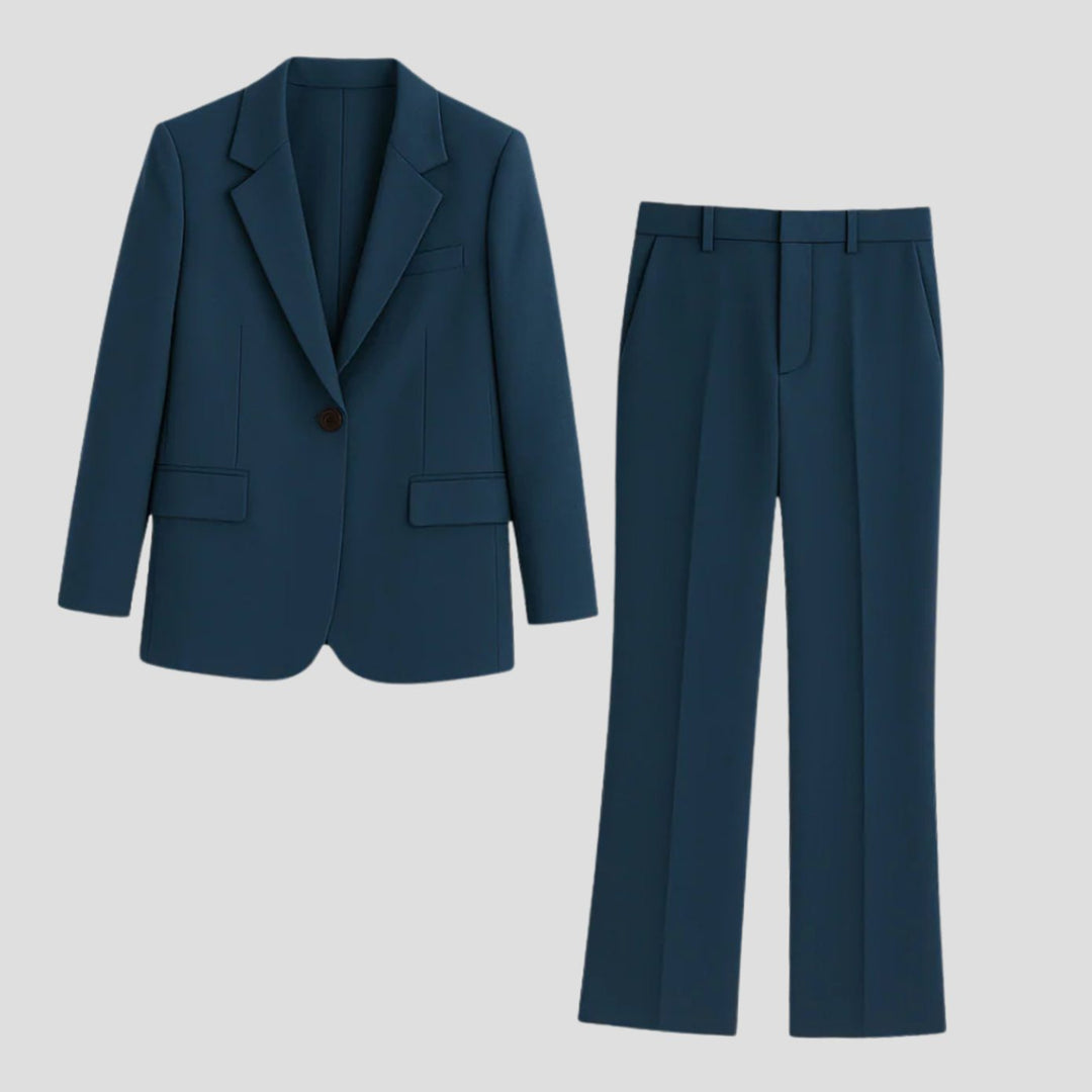 Damen Maßgeschneiderter Langer Blazer und Hose Anzug-Set