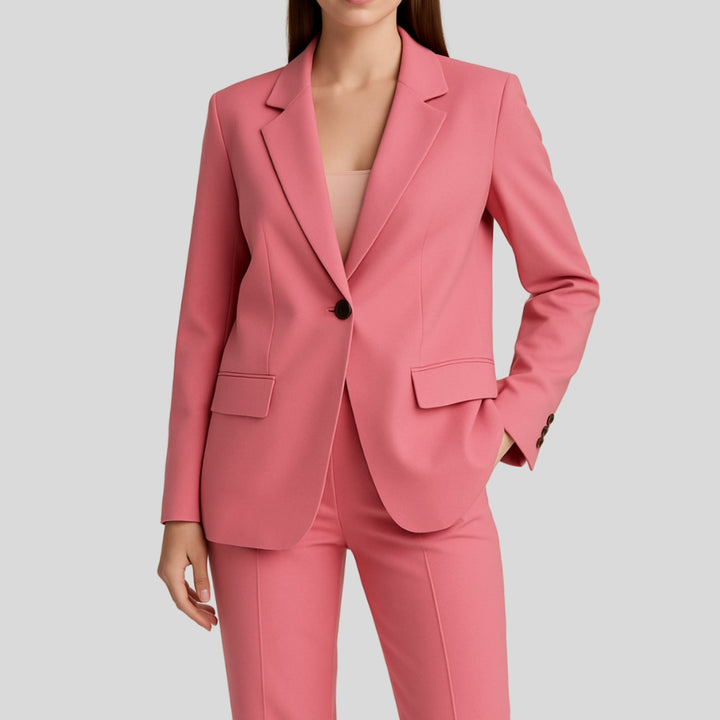 Damen Maßgeschneiderter Langer Blazer und Hose Anzug-Set - Rosa