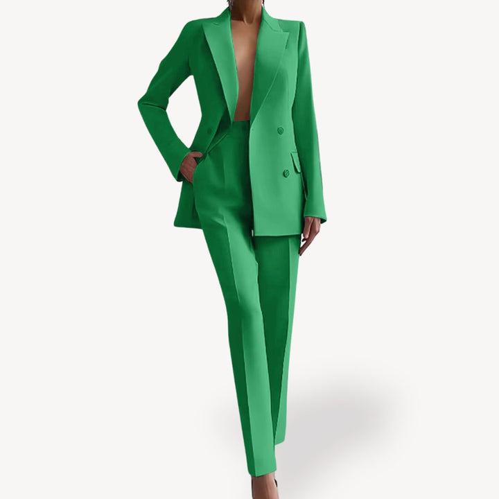 Damen Maßgeschneidertes Anzug-Set mit langem Blazer und Hose - Grün