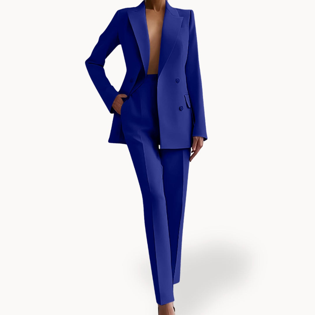 Damen Maßgeschneidertes Anzug-Set mit langem Blazer und Hose - Blau