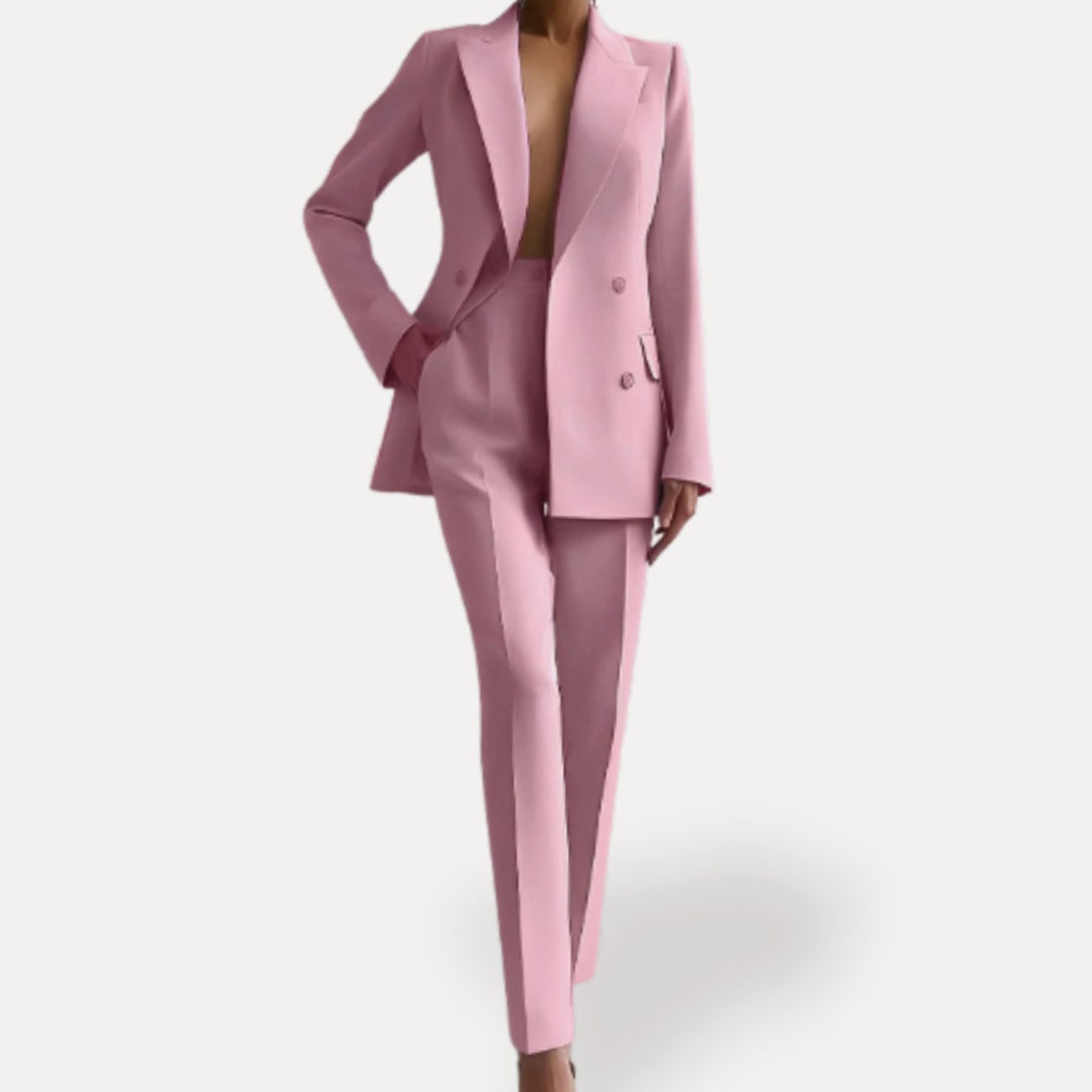 Damen Maßgeschneidertes Anzug-Set mit langem Blazer und Hose - Rosa