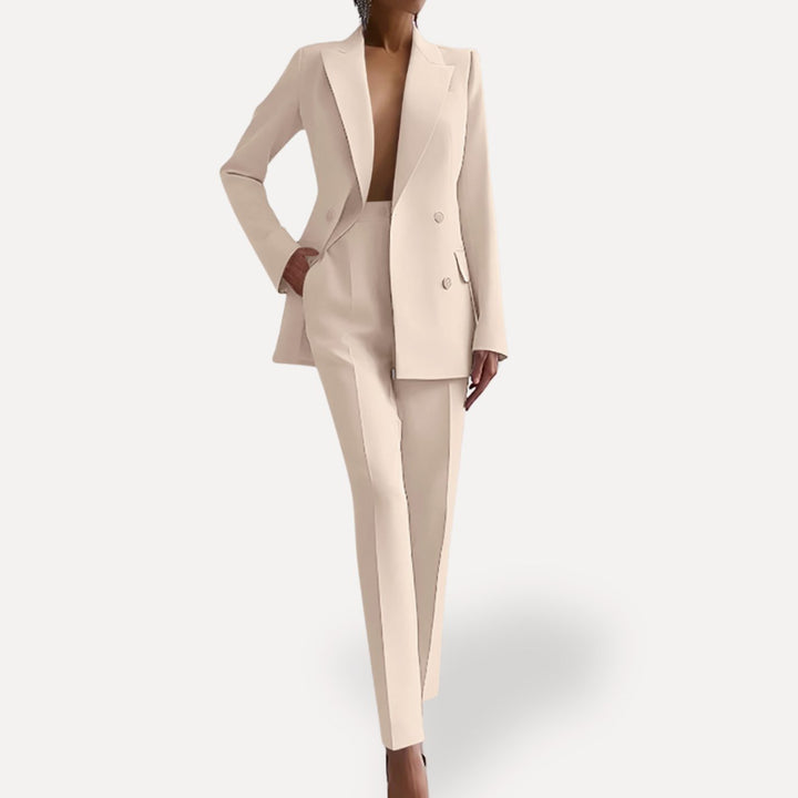 Damen Maßgeschneidertes Anzug-Set mit langem Blazer und Hose - Weiß