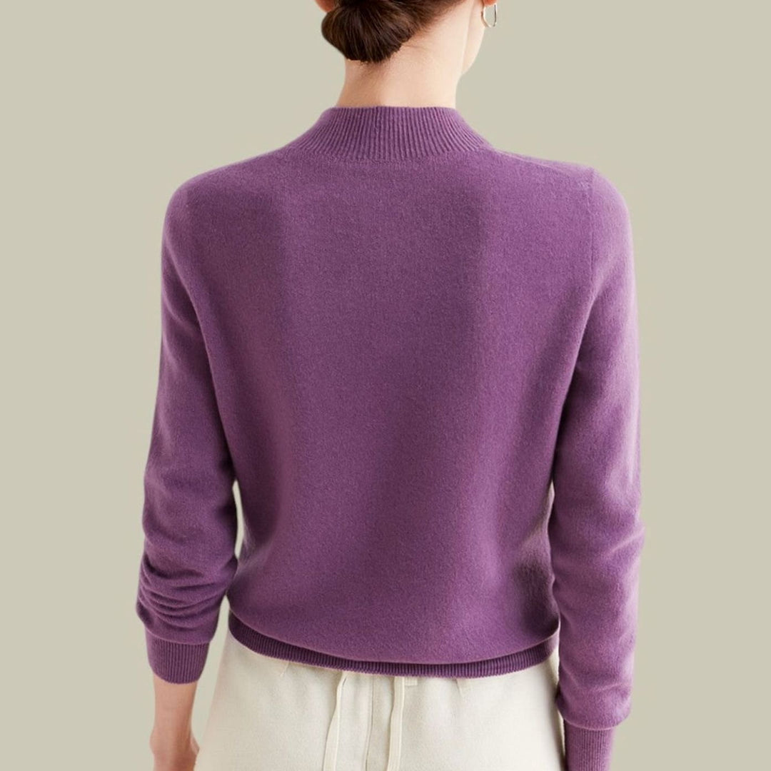 Damen Merino-Strickpullover mit Halbkragen für den Winter