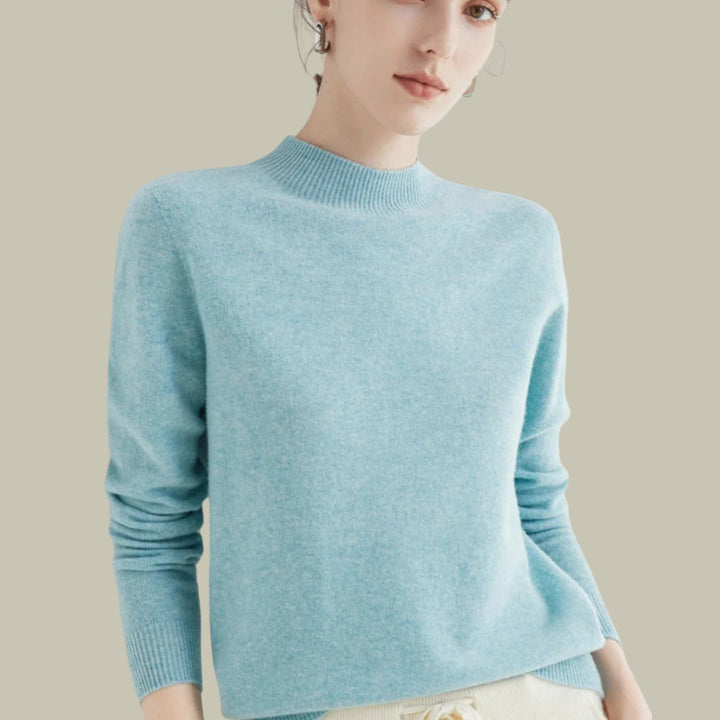 Damen Merino-Strickpullover mit Halbkragen für den Winter