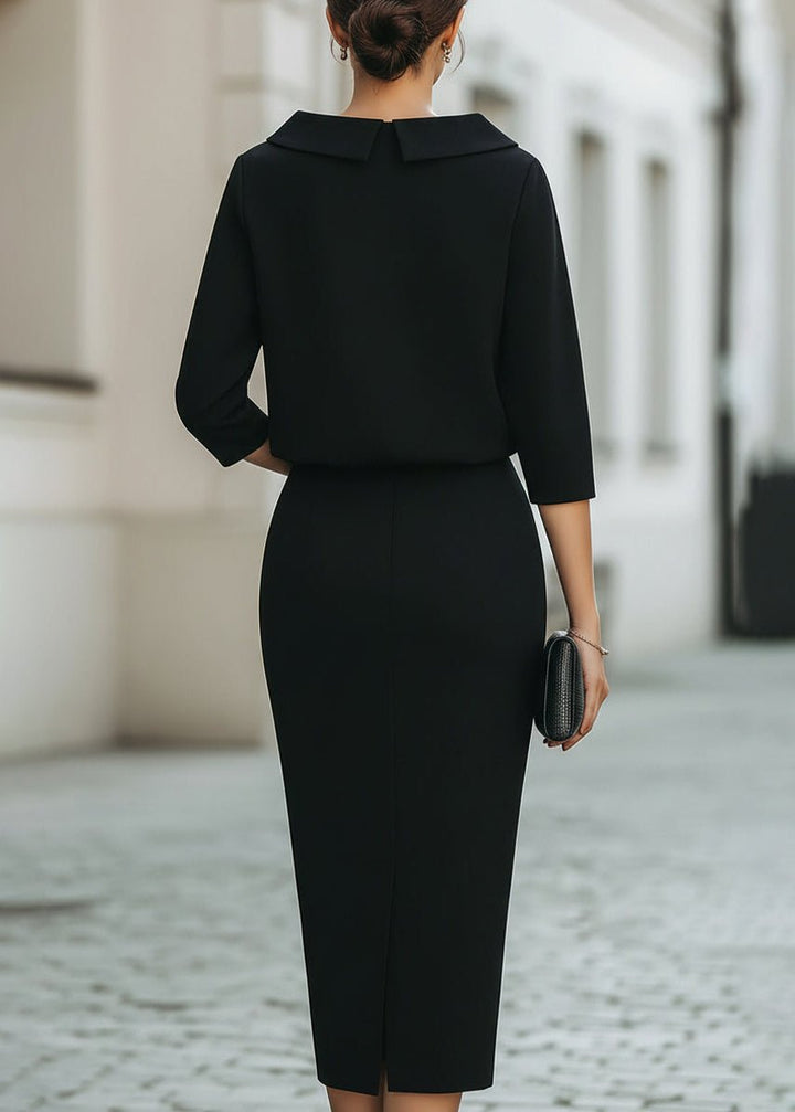 Damen Midi Rock Set Bootshals 3/4 Ärmel Elegant Zweiteiler