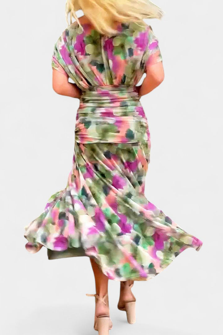 Damen Off-Shoulder Cocktailparty-Kleid figurbetontes Chiffon Maxikleid