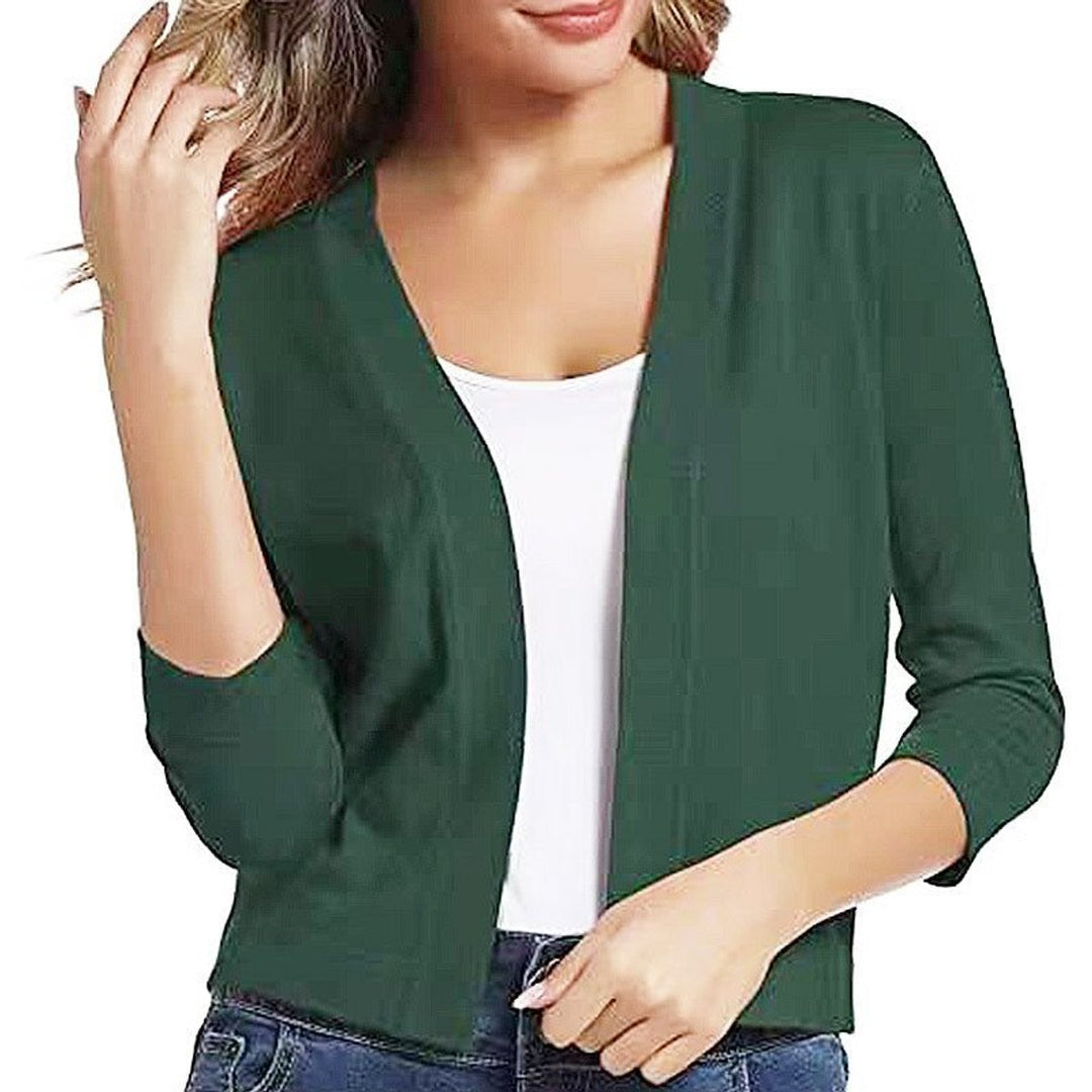 Damen Offener Kurzjacken-Cardigan mit Dreiviertelarm