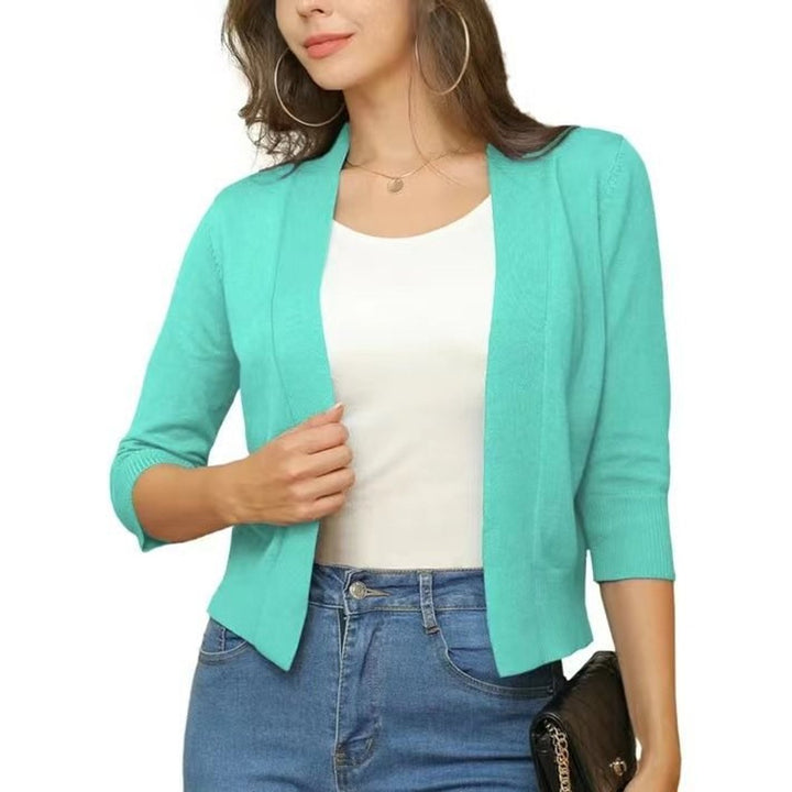 Damen Offener Kurzjacken-Cardigan mit Dreiviertelarm - Dunkles Marineblau