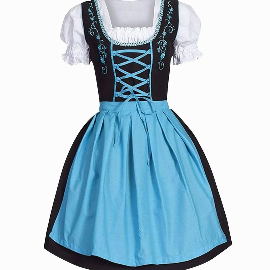 Damen Oktoberfest Dirndl Kleid mit Schürze und Schnürung