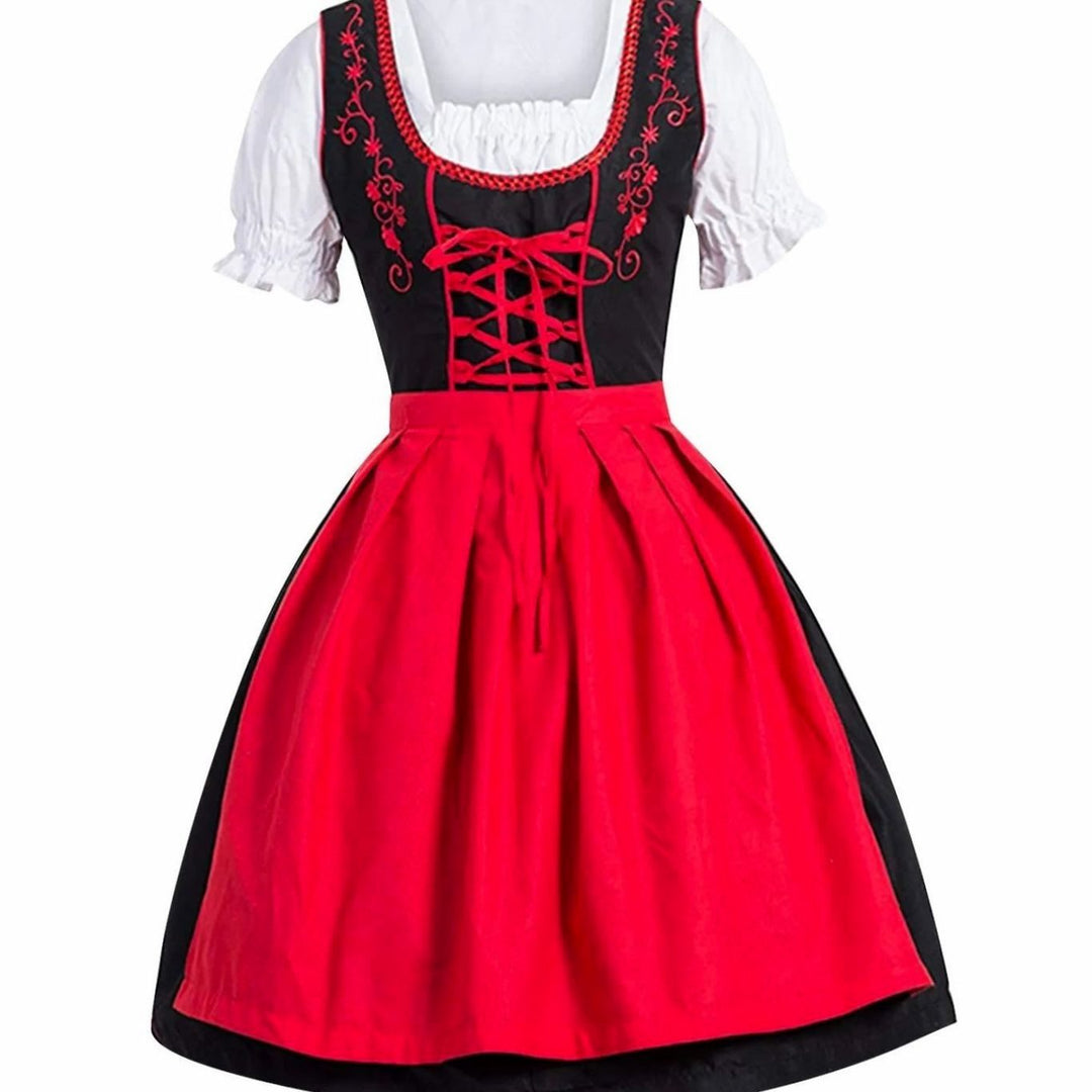 Damen Oktoberfest Dirndl Kleid mit Schürze und Schnürung