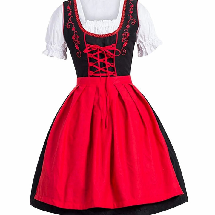 Damen Oktoberfest Dirndl Kleid mit Schürze und Schnürung