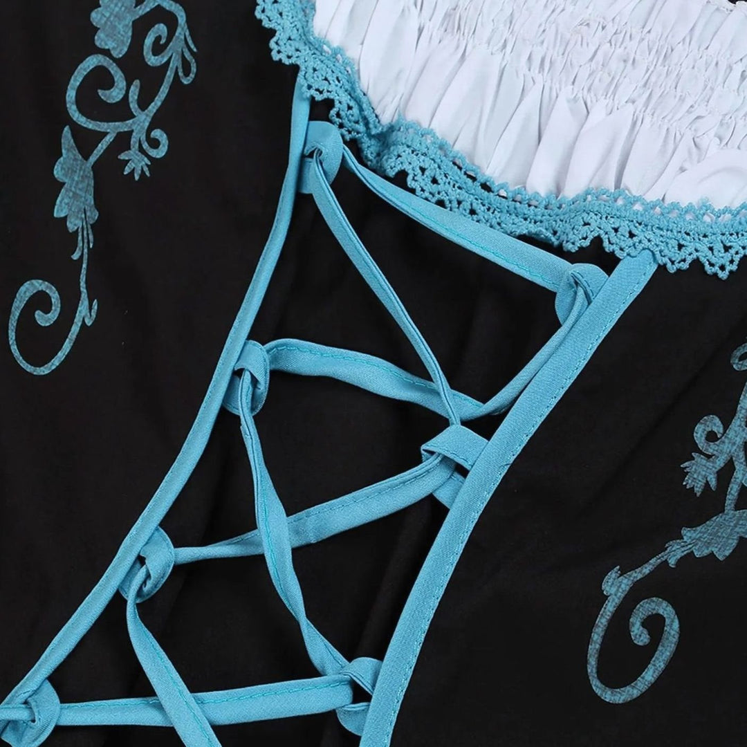 Damen Oktoberfest Dirndl Kleid mit Schürze und Schnürung