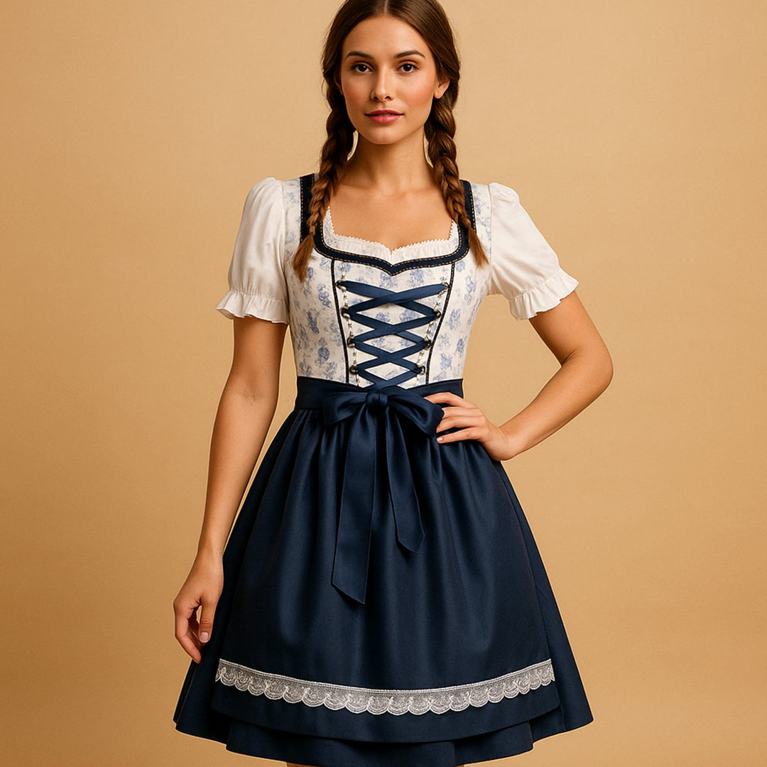 Damen Oktoberfest Dirndl Kleid mit Spitzenakzenten und Schürze