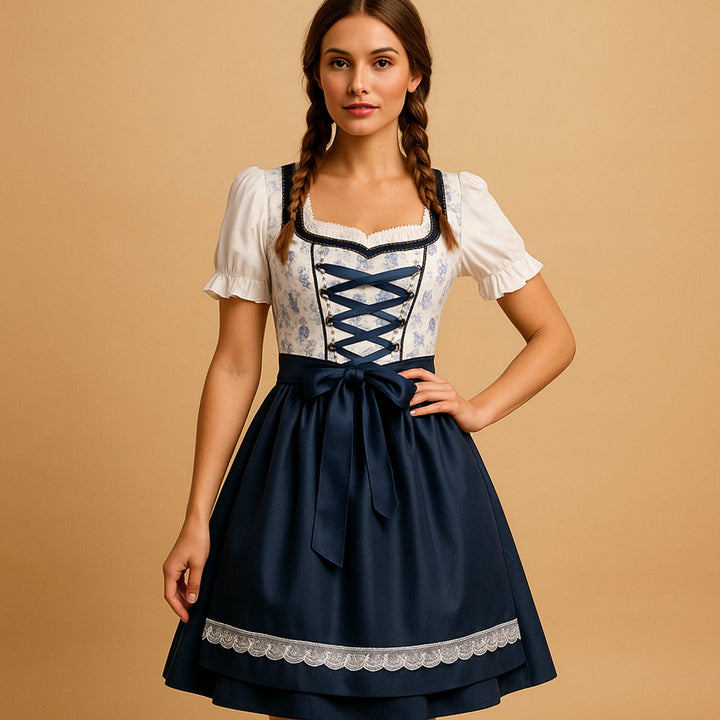 Damen Oktoberfest Dirndl Kleid mit Spitzenakzenten und Schürze