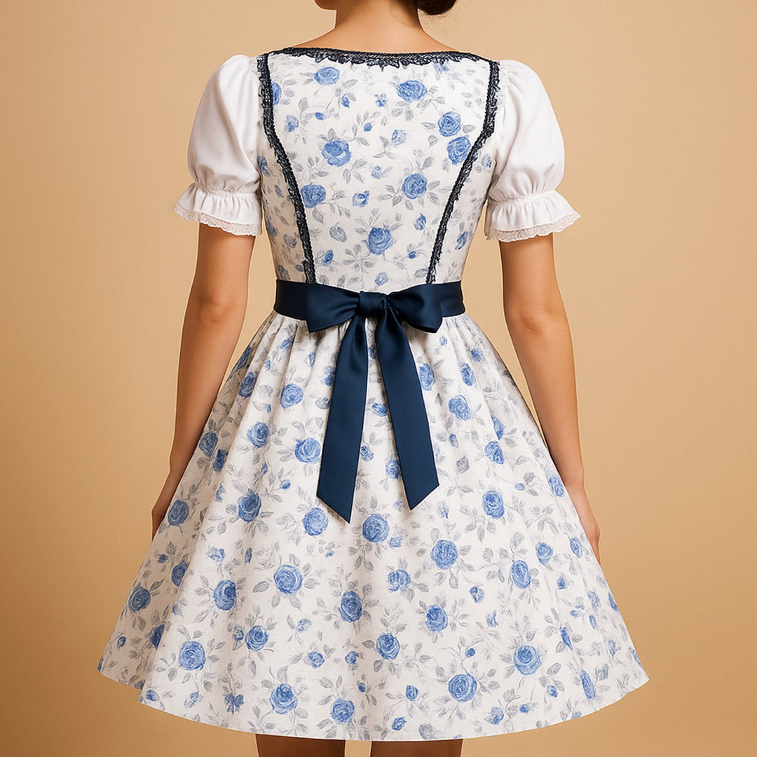 Damen Oktoberfest Dirndl Kleid mit Spitzenakzenten und Schürze