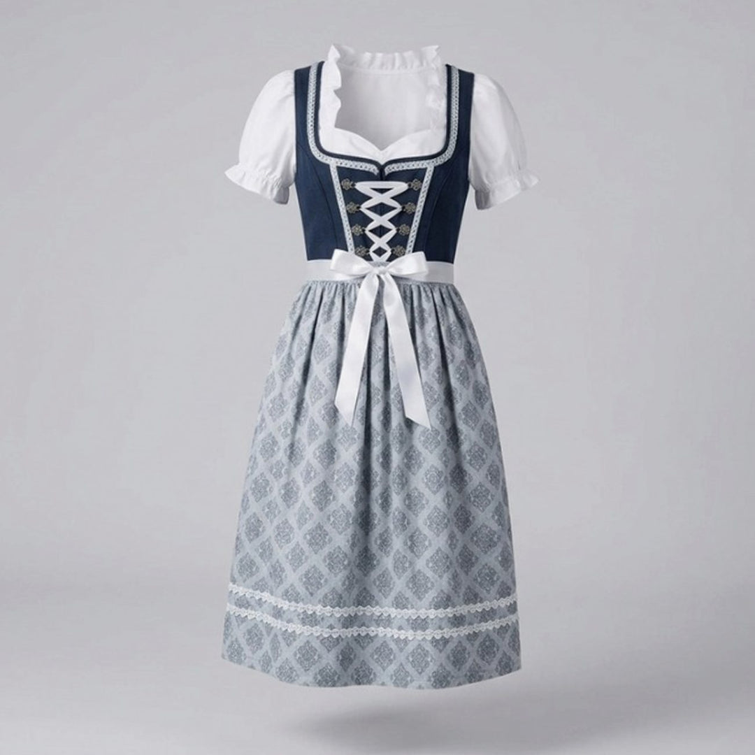 Damen Oktoberfest Dirndl Kleid Rüschenbluse Schürze Trachtenkleid