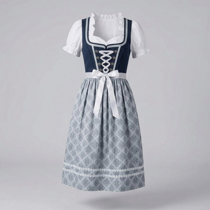Damen Oktoberfest Dirndl Kleid Rüschenbluse Schürze Trachtenkleid