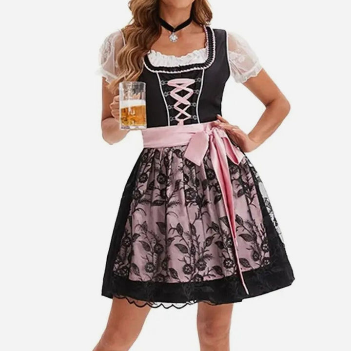 Damen Oktoberfest Dirndl-Kostüm mit Spitzenschürze und Schnürung - 8009