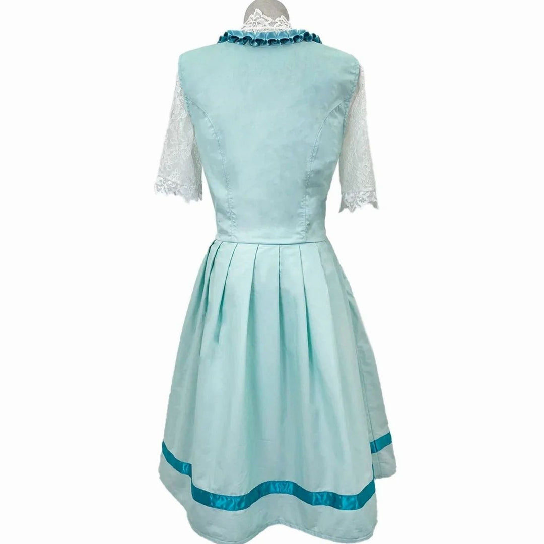 Damen Oktoberfest Dirndl Spitzen-Midi-Kleid mit Schnürung