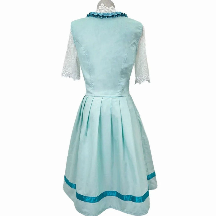 Damen Oktoberfest Dirndl Spitzen-Midi-Kleid mit Schnürung