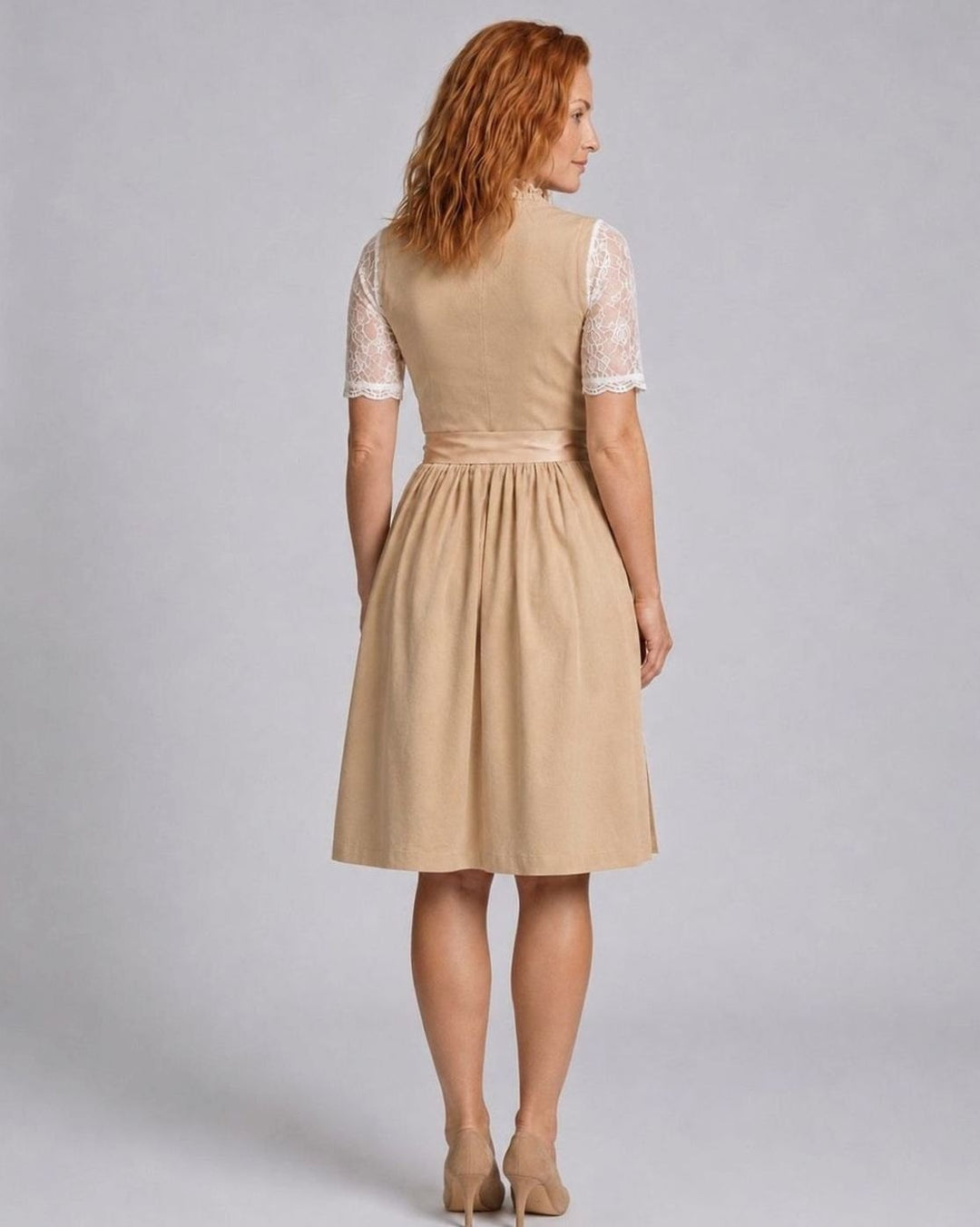 Damen Oktoberfest Dirndlkleid Florales Spitzenmieder Trachtenkleid