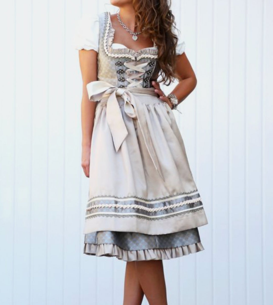 Damen Oktoberfest Dirndlkleid Klassisches Trachtenkleid Schürze