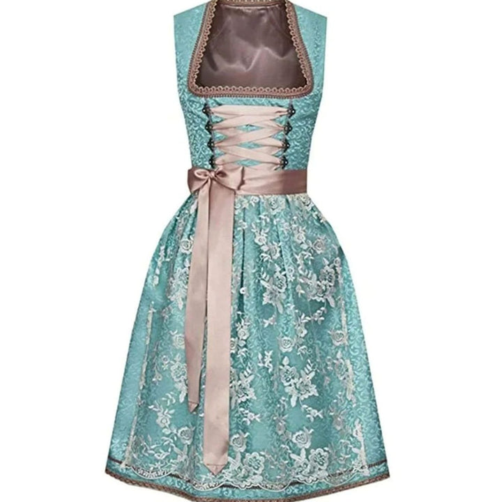 Damen Oktoberfest Dirndlkleid Trachtenkleid mit Spitzenschürze - Grün