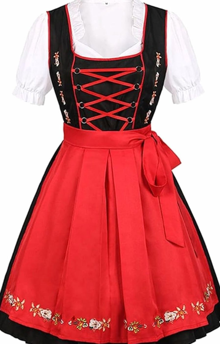 Damen Oktoberfest Dirndlkleid Traditionelles Trachtenkleid mit Schürze