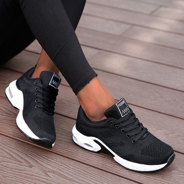 Damen Orthopädische Atmungsaktive Schnür-Sneaker - Zwart