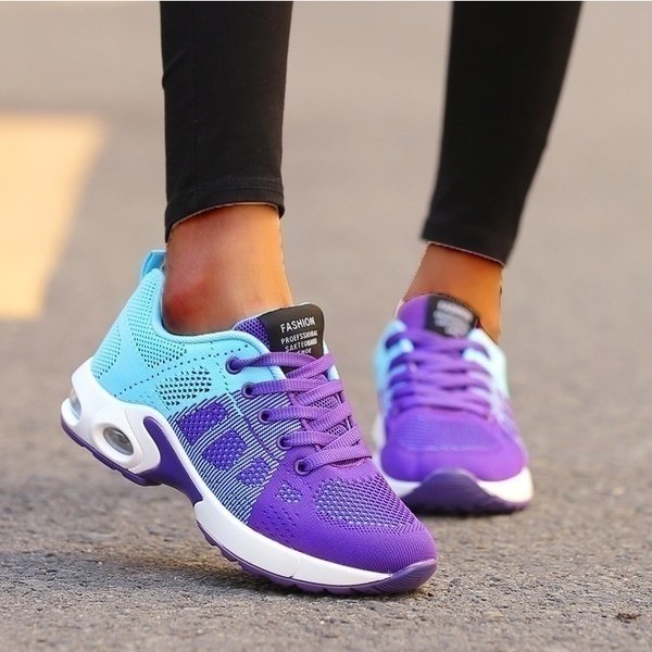 Damen Orthopädische Atmungsaktive Schnür-Sneaker - Turquoise/Paars