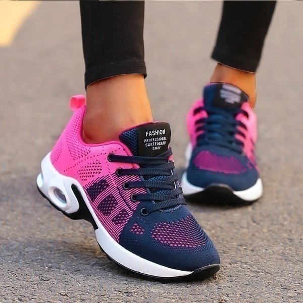 Damen Orthopädische Atmungsaktive Schnür-Sneaker - Roze/Blauw