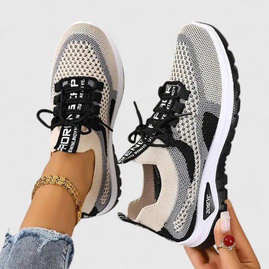 Damen Orthopädische Atmungsaktive Schnürsenkel-Lauf-Sneaker - Black