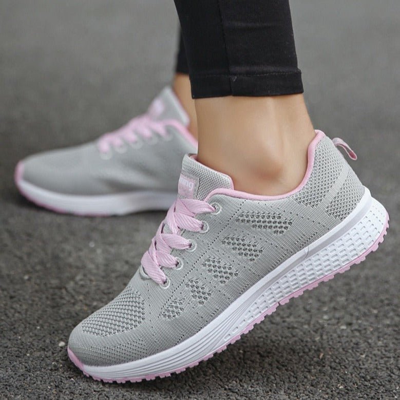 Damen Orthopädische Atmungsaktive Schnürsneaker mit Weiter Zehenbox