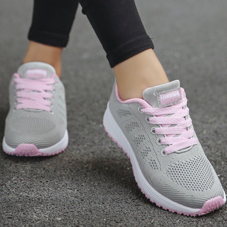 Damen Orthopädische Atmungsaktive Schnürsneaker mit Weiter Zehenbox
