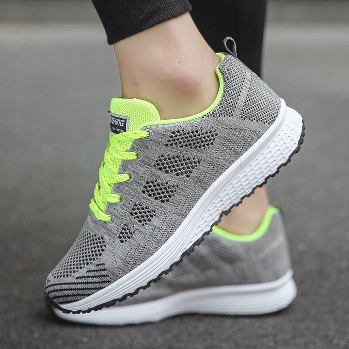 Damen Orthopädische Atmungsaktive Schnürsneaker mit Weiter Zehenbox - Green