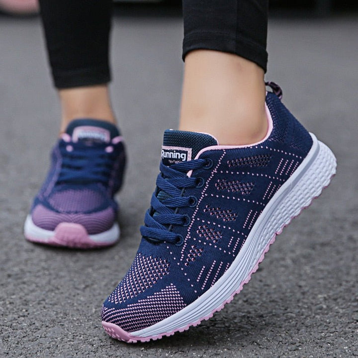 Damen Orthopädische Atmungsaktive Schnürsneaker mit Weiter Zehenbox - Blue