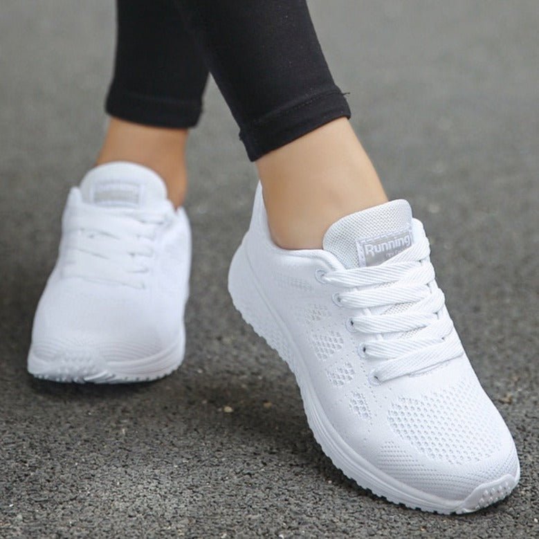 Damen Orthopädische Atmungsaktive Schnürsneaker mit Weiter Zehenbox